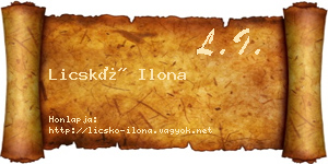 Licskó Ilona névjegykártya